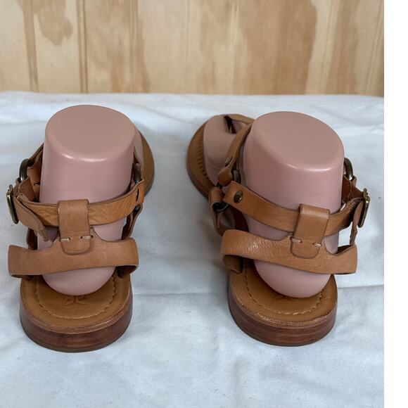 FRYE Cam Leather Thong Sandals Flats Low Heel Size 10 Brown Comfort - Picture 4 of 9